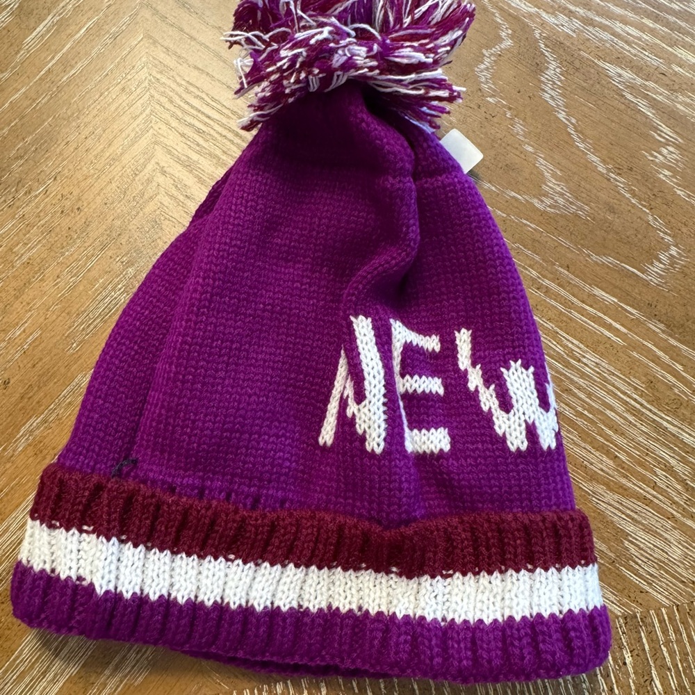 Purple Knit Adult Beanie with Pom Pom